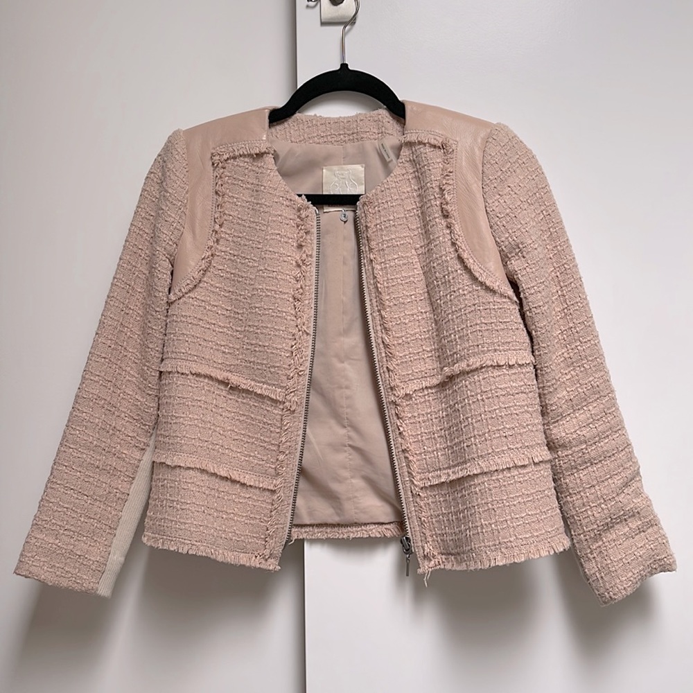 Rebecca Taylor Boucle Tweed Jacket in Blush Pink